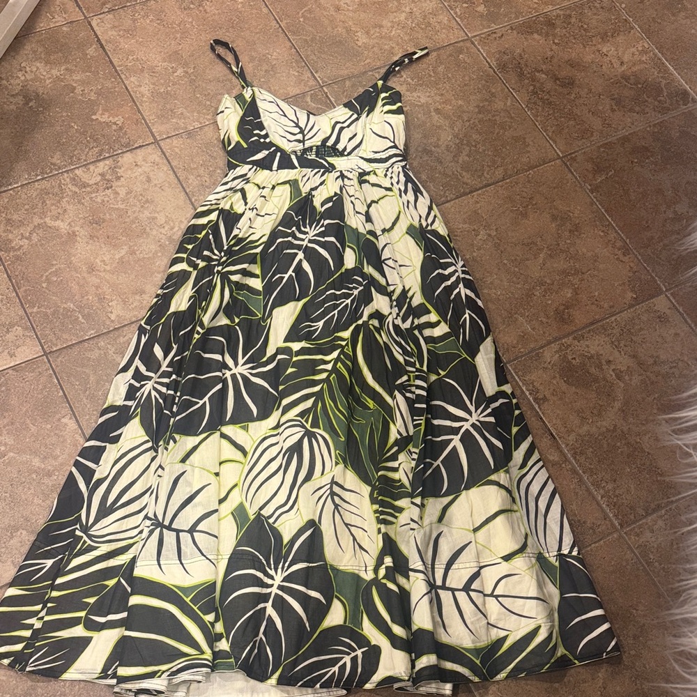 Joie Green and Black Leaf Print Maxi Dress